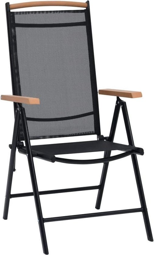 Luxe Inklapbare Tuinstoelen - Aluminium met Zwart Textileen (set van 2) – foto 5