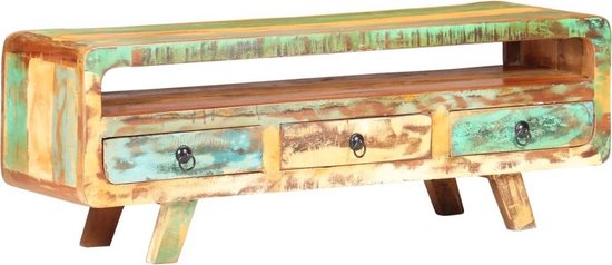 Uniek gerecycled houten TV-meubel met lades en opbergvak – foto 2