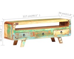 Uniek gerecycled houten TV-meubel met lades en opbergvak – foto 4