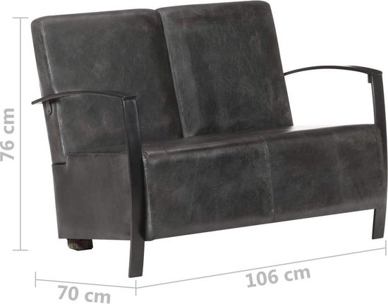 Comfortabele 2-Zitsbank van Echt Leer in Verweerd Grijs – foto 1