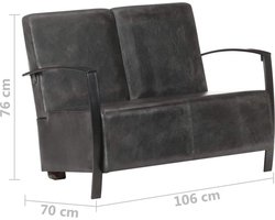 Comfortabele 2-Zitsbank van Echt Leer in Verweerd Grijs – foto 2
