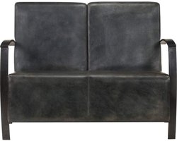 Comfortabele 2-Zitsbank van Echt Leer in Verweerd Grijs – foto 3