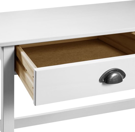 Wandtafel van Grenenhout met Twee Lades - Wit – foto 1