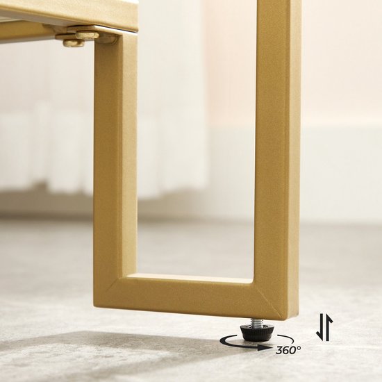 Elegante Glazen Salontafel met Goudkleurig Stalen Frame - 2 Planken – foto 2