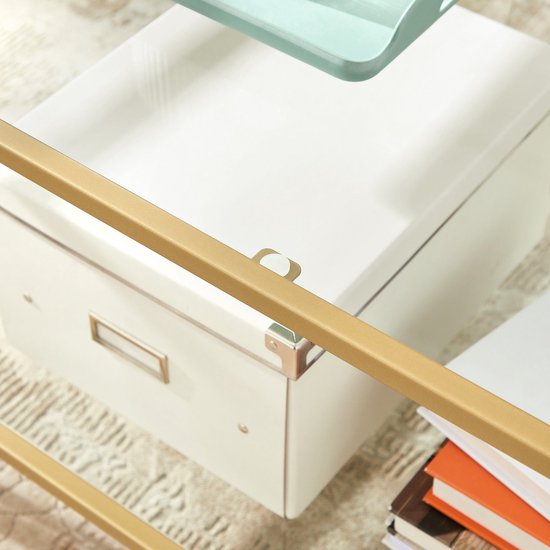 Elegante Glazen Salontafel met Goudkleurig Stalen Frame - 2 Planken – foto 6