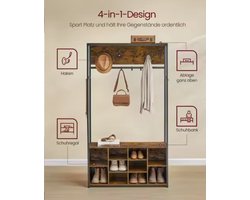 Multifunctionele Kapstok met Bank, Schoenenrek en Opbergplank - Industrieel Design – foto 6