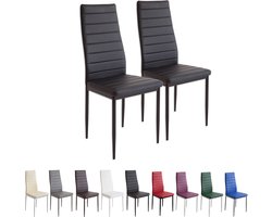 Set van 2 Eetkamerstoelen Zwart - Comfortabel Gestoffeerd met Kunstleer – foto 1