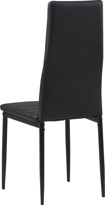 Set van 2 Eetkamerstoelen Zwart - Comfortabel Gestoffeerd met Kunstleer – foto 4