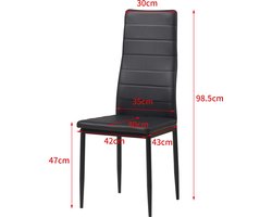 Set van 2 Eetkamerstoelen Zwart - Comfortabel Gestoffeerd met Kunstleer – foto 5