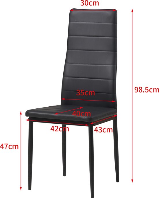 Set van 2 Eetkamerstoelen Zwart - Comfortabel Gestoffeerd met Kunstleer – foto 6