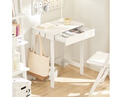 Stijlvol Compact Bureau met Lade en Zijhaken - Wit MDF – foto 2