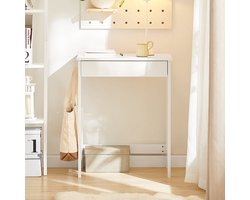 Stijlvol Compact Bureau met Lade en Zijhaken - Wit MDF – foto 3