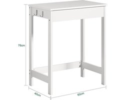 Stijlvol Compact Bureau met Lade en Zijhaken - Wit MDF – foto 5