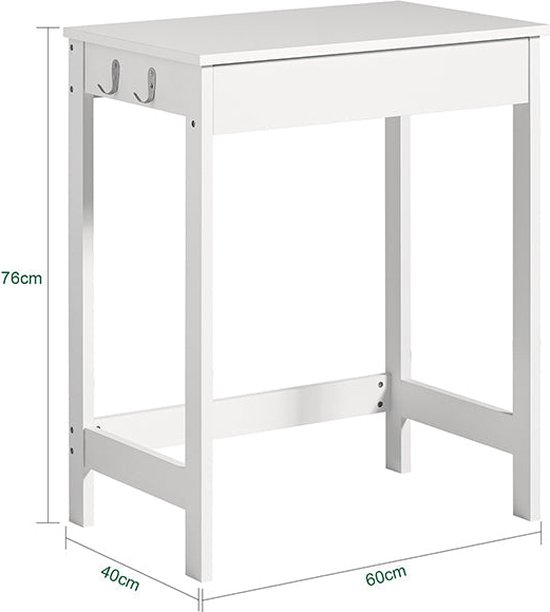 Stijlvol Compact Bureau met Lade en Zijhaken - Wit MDF – foto 6