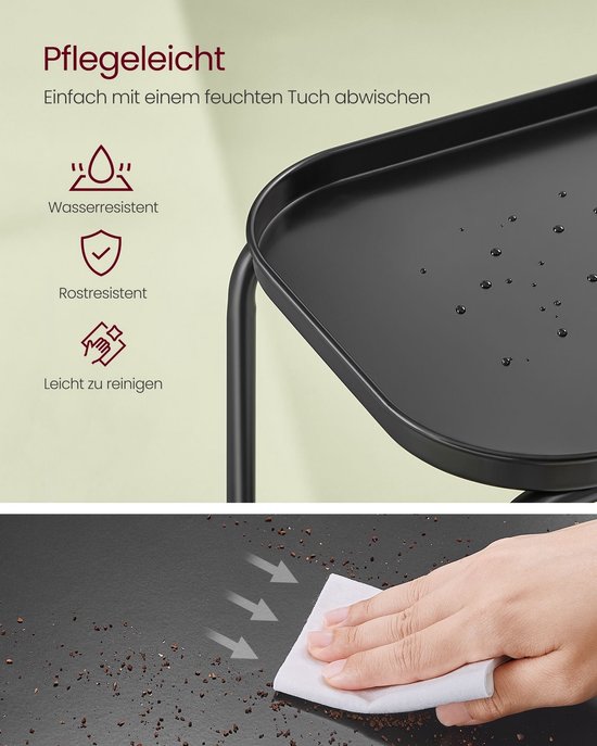 Stijlvolle Zwarte Bijzettafel met Twee Niveaus - Robuust Staal – foto 5