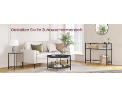 Salontafel met Zwart Marmerlook Blad en Glazen Planken – foto 2
