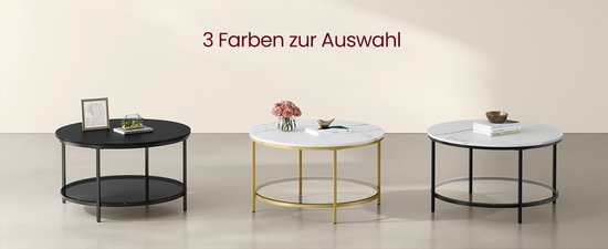 Salontafel met Zwart Marmerlook Blad en Glazen Planken – foto 4