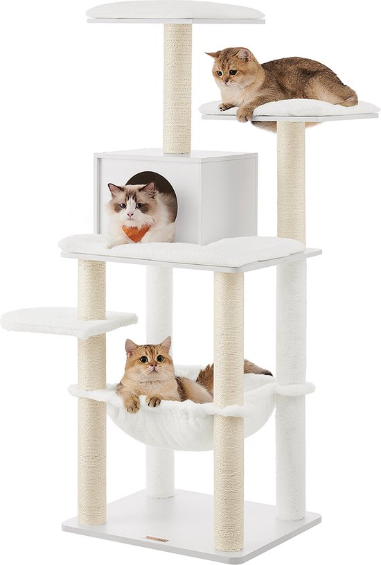 Moderne Krabpaal voor Katten met Diverse Speel- en Rustplekken, Wolkenwit – foto 1