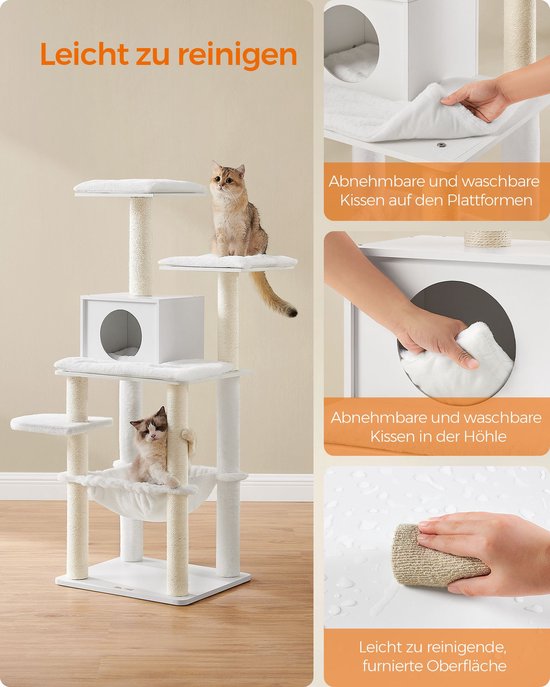 Moderne Krabpaal voor Katten met Diverse Speel- en Rustplekken, Wolkenwit – foto 4