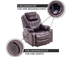 Elektrische Relaxfauteuil met Sta-op Hulp en Massagefunctie - Bruin – foto 1