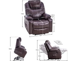 Elektrische Relaxfauteuil met Sta-op Hulp en Massagefunctie - Bruin – foto 3