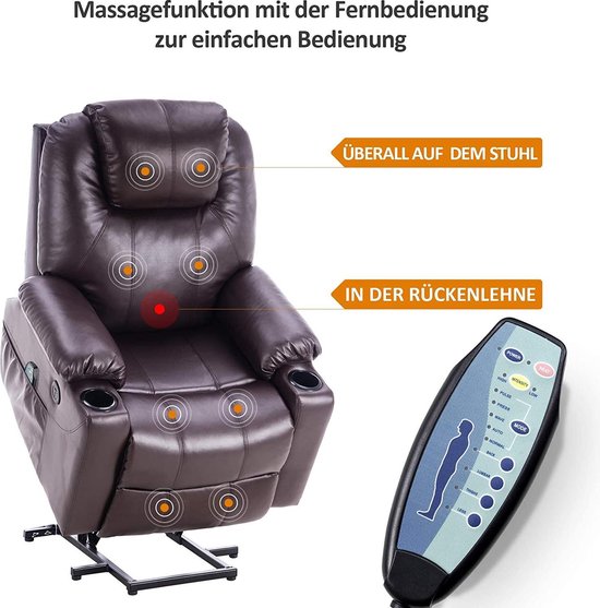 Elektrische Relaxfauteuil met Sta-op Hulp en Massagefunctie - Bruin – foto 5