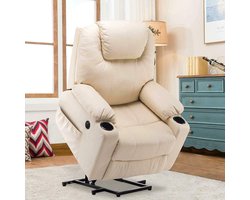 Luxe Elektrische Relaxstoel met Sta-op en Massagefunctie – Crème – foto 5