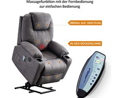 Luxe Elektrische Relaxfauteuil met Sta-op Hulp en Massagefunctie - Grijs – foto 2