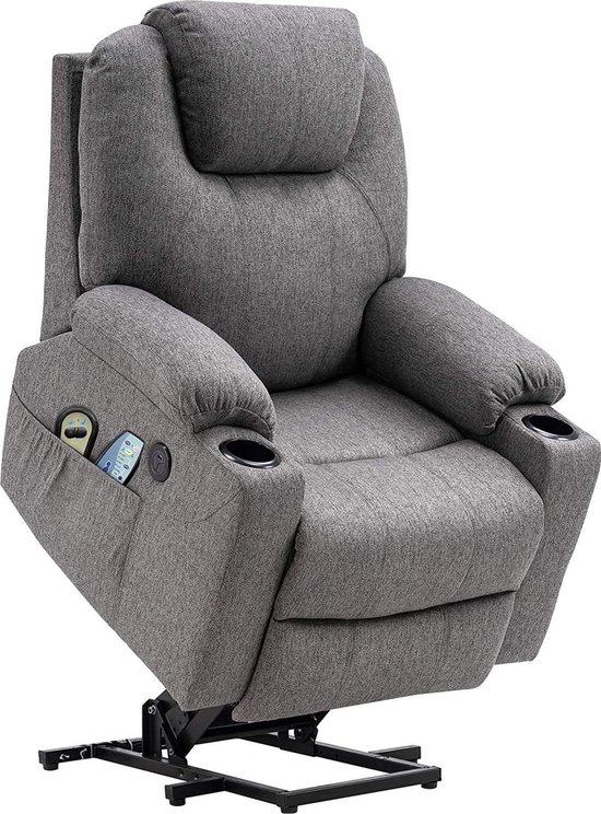 Luxe Elektrische Relaxfauteuil met Sta-op Hulp en Massagefunctie - Grijs – foto 6