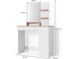 Moderne Witte Kaptafel met Spiegel en Opbergruimte – foto 1