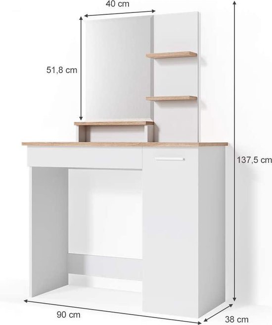 Moderne Witte Kaptafel met Spiegel en Opbergruimte – foto 2