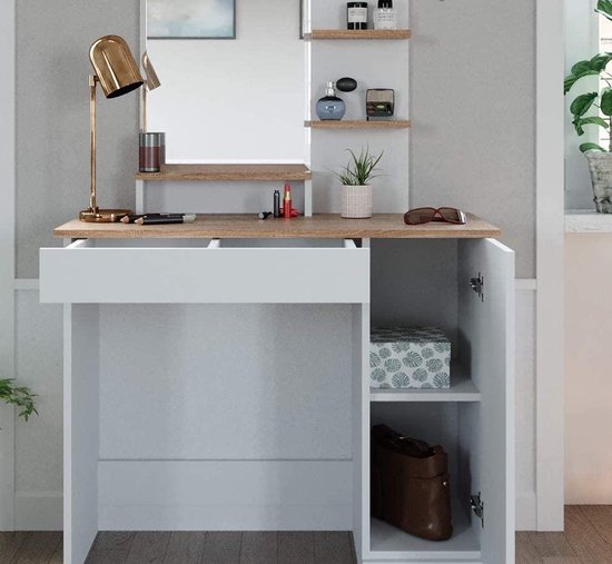 Moderne Witte Kaptafel met Spiegel en Opbergruimte – foto 6