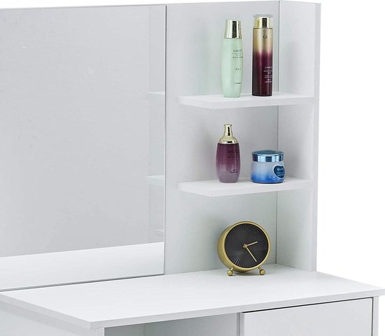 Elegante Witte Kaptafel met Spiegel en Comfortabele Kruk – foto 5