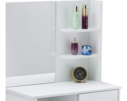 Elegante Witte Kaptafel met Spiegel en Comfortabele Kruk – foto 6