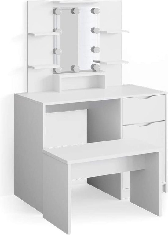 Moderne Make-uptafel met Spiegel en Lades - Wit – foto 1