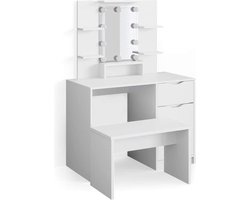 Moderne Make-uptafel met Spiegel en Lades - Wit – foto 2