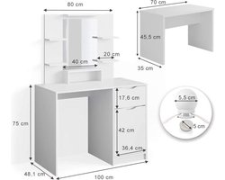 Moderne Make-uptafel met Spiegel en Lades - Wit – foto 4