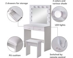 Luxe Kaptafel met Verstelbare LED-Verlichting en Comfortabele Kruk – foto 1