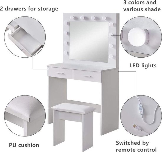 Luxe Kaptafel met Verstelbare LED-Verlichting en Comfortabele Kruk – foto 2