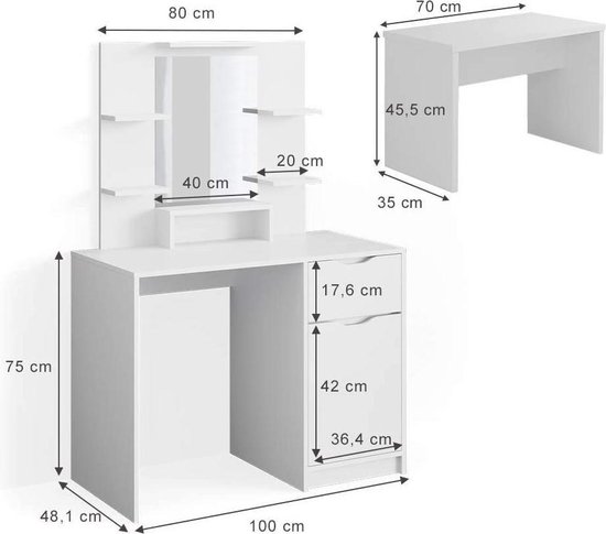Elegante Kaptafel met Ruime Opbergmogelijkheden en Comfortabele Zitbank – foto 3