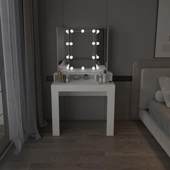 Elegante Kaptafel met LED-verlichting en Drie Spiegels – foto 4