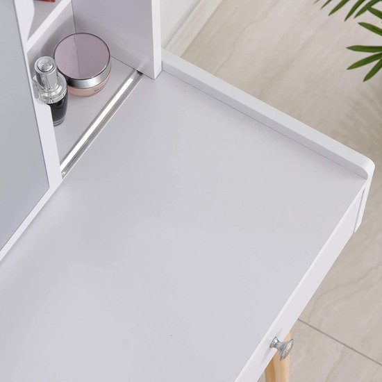 Elegante Kaptafel met Schuifspiegel en Comfortabele Kruk - Lichtgrijs – foto 5