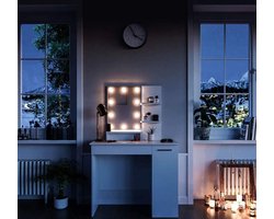 Elegante Kaptafel met Spiegel en Opbergruimte - Stijlvol Wit en Eiken Design – foto 6