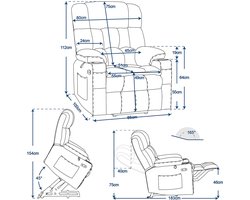 Luxe Elektrische Relaxfauteuil met Sta-op en Ligfunctie - Crèmewit – foto 3