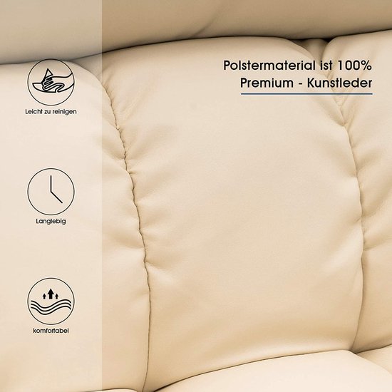 Luxe Elektrische Relaxfauteuil met Sta-op en Ligfunctie - Crèmewit – foto 6
