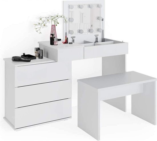 Luxe Kaptafel met LED Spiegel en Comfortabel Bankje – foto 4