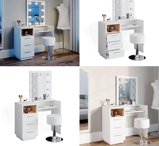 Luxe Kaptafel met LED Spiegel en Comfortabele Kruk – foto 4