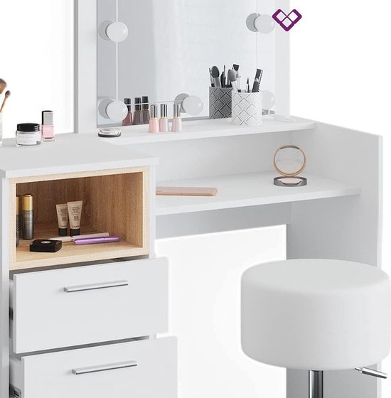 Luxe Kaptafel met LED Spiegel en Comfortabele Kruk – foto 5