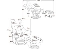 Luxe Relaxfauteuil met Massagefunctie, 360° Draaibaar en Hocker - Zwart Kunstleer – foto 6