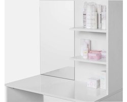 Witte Kaptafel met Spiegel en Opbergruimte Inclusief Bijpassend Bankje – foto 4
